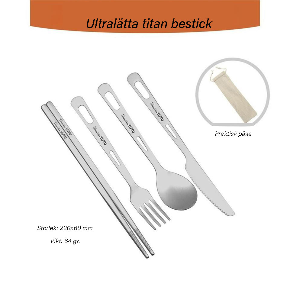 Yellared - Bestick, ultra lätta, titan